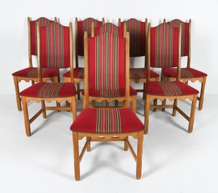 (8) HENNING KJAERNULF DANISH OAK DINING CHAIRS