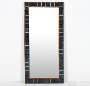 TW SPEJLET DANISH TEAK & TILE WALL MIRROR C. 1960S