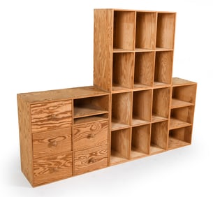 SWEDISH PINE MODULAR BOOKSHELF CHEST C. 1970S