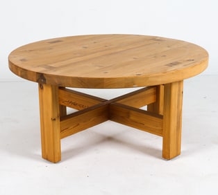 SWEDISH BRUTALIST PINE COFFEE TABLE C. 1970S