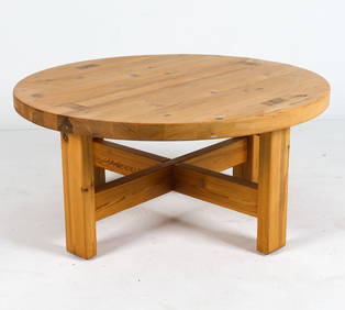 SWEDISH BRUTALIST PINE COFFEE TABLE C. 1970S (1 of 17)