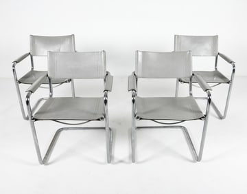 (4) MARCEL BREUER MG5 LEATHER & CHROME CHAIRS