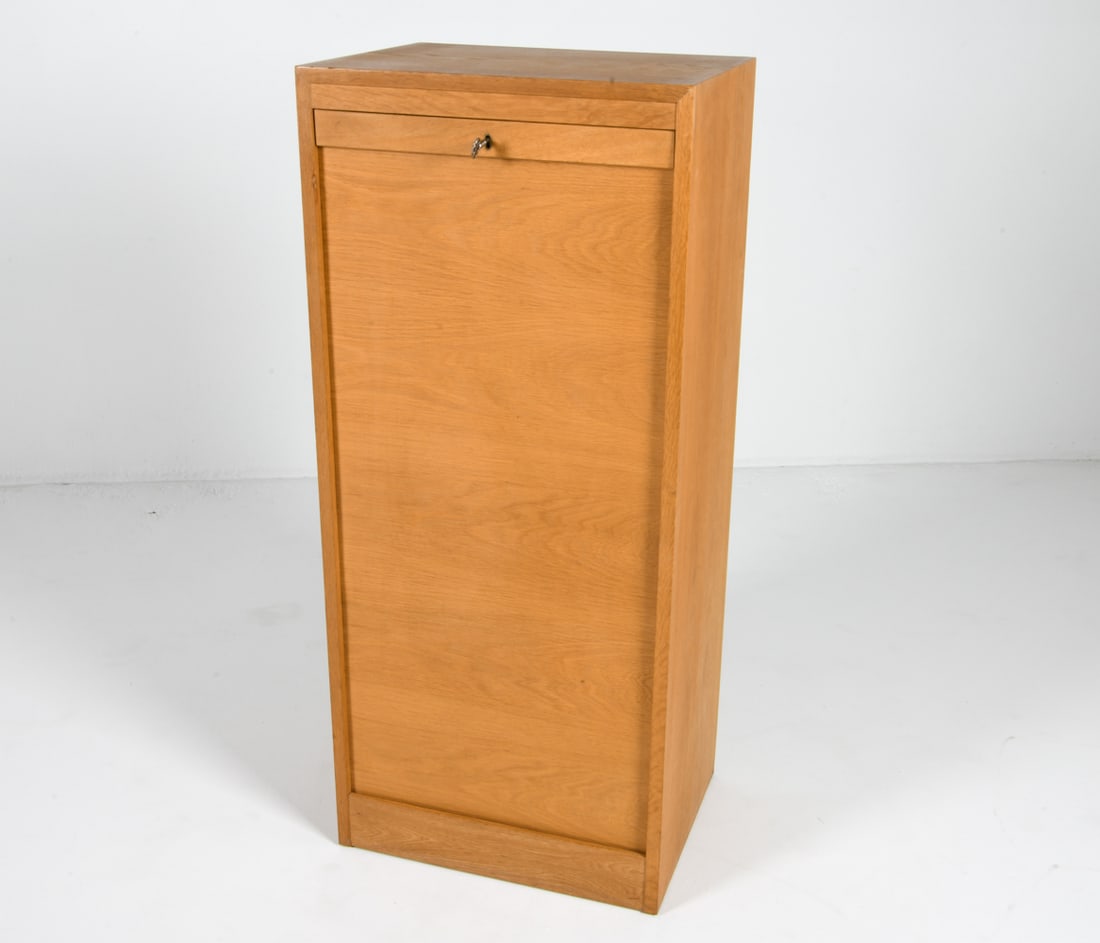 DANISH OAK TAMBOUR FILING CABINET C. 1970S (1 of 15)