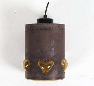 DANISH METAL & GLASS HEART PENDANT LIGHT