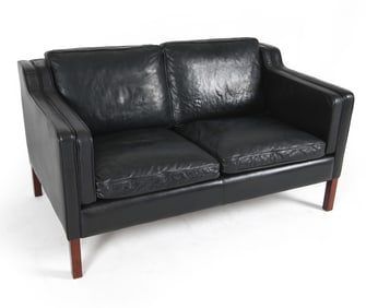 BORGE MOGENSEN STYLE DANISH LEATHER SOFA