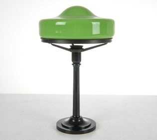 SCANDINAVIAN ART DECO STYLE GREEN GLASS DESK LAMP