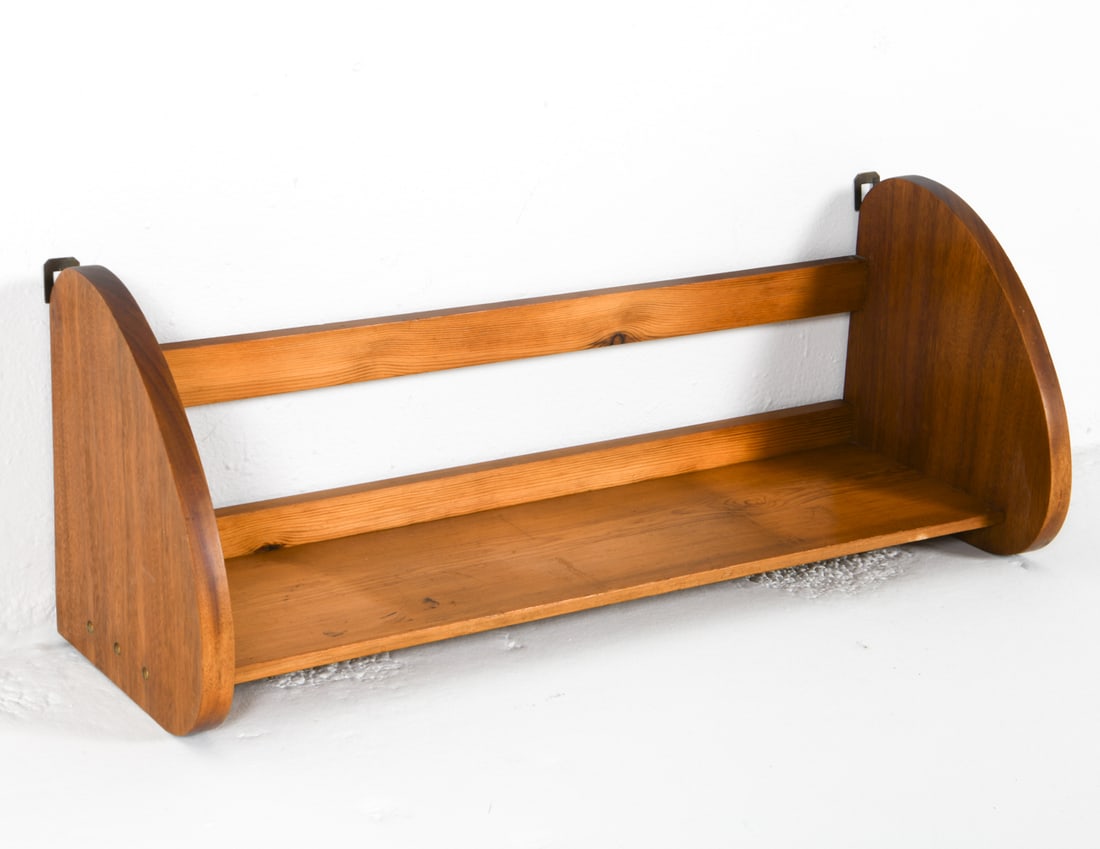 SCANDINAVIAN PINE & TEAK WALL SHELF C. 1970S (1 of 13)