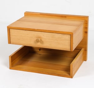 MID-CENTURY PINE FLOATING NIGHTSTAND C. 1960S