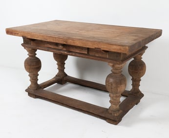 19TH C. DANISH BAROQUE STYLE OAK CONSOLE TABLE