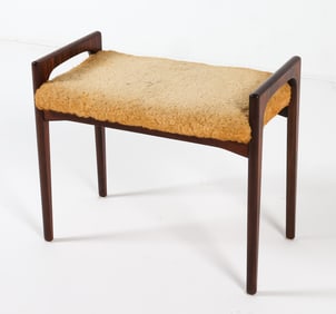 DANISH ROSEWOOD & LAMBS WOOL STOOL C. 1960S