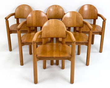 (6) RAINER DAUMILLER BEECH DINING CHAIRS, C. 1970S