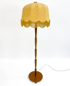 SWEDISH WALNUT & BRASS FLOOR LAMP, C. 1940S