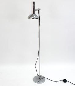 SOLKEN LEUCHTEN GERMAN CHROME FLOOR LAMP, C. 1970S