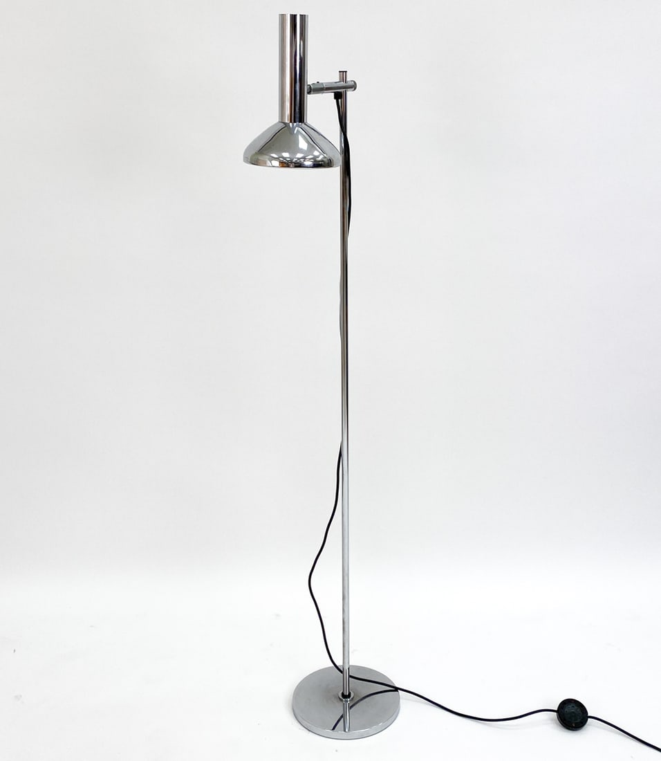 SOLKEN LEUCHTEN GERMAN CHROME FLOOR LAMP, C. 1970S (1 of 10)