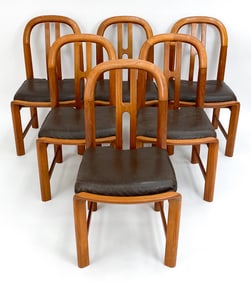(6) DANISH TEAK & LEATHER DINING CHAIRS, C. 1970S