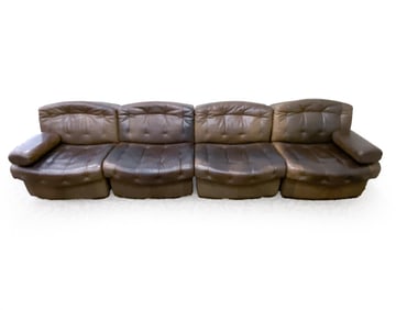 DE SEDE STYLE DUTCH LEATHER SECTIONAL SOFA C. 1970