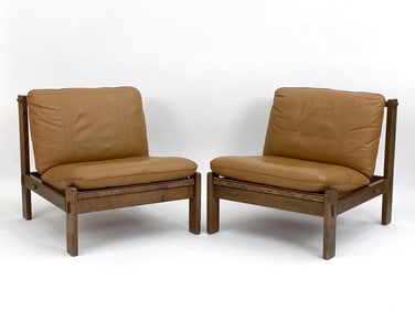 PAIR OF CARL STRAUB LEATHER LOUNGE CHAIRS