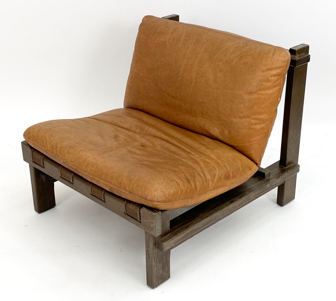 CARL STRAUB OAK & LEATHER LOUNGE CHAIR (1 of 12)