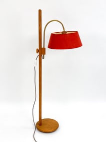 ASMUTH LEUCHTEN TEAK & BRASS FLOOR LAMP, C. 1970S