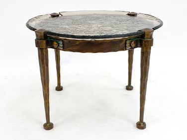 LOTHAR KLUTE GERMAN BRONZE & GLASS SIDE TABLE