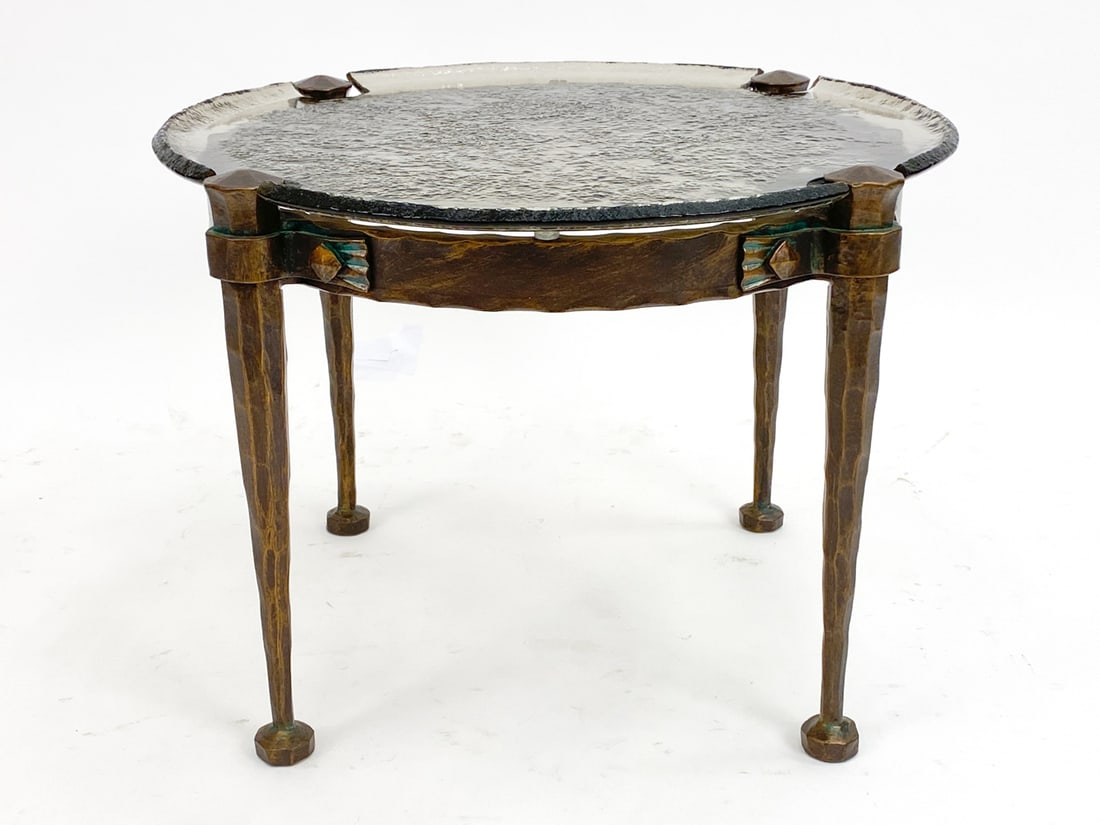 LOTHAR KLUTE GERMAN BRONZE & GLASS SIDE TABLE (1 of 9)