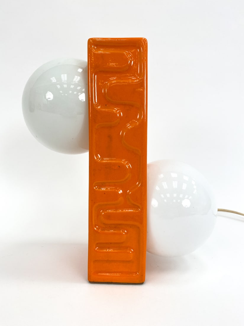 GERMAN SPACE AGE CERAMIC & GLASS TABLE LAMP (1 of 10)