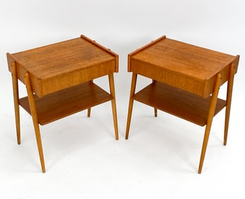 PAIR CARLSTROM & CO SWEDISH TEAK BEDSIDE TABLES