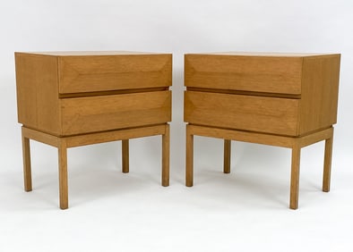 PAIR OF GERMAN OAK NIGHTSTANDS, C. 1970S