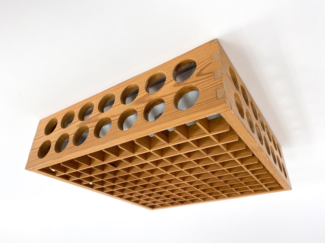 SWEDISH PINE CEILING LIGHT, C. 1970S (1 of 8)