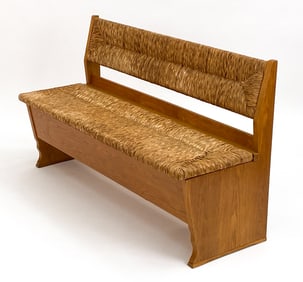 CHARLOTTE PERIAND STYLE RUSH & OAK BENCH
