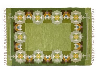 INGEGERD SILOW SWEDISH ROLLAKAN WOOL RUG, C. 1960S