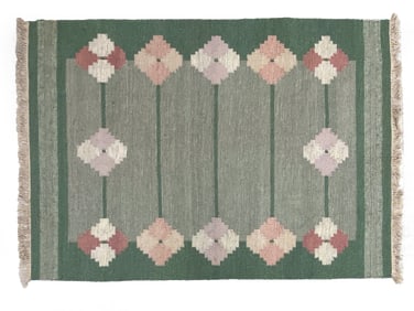 SWEDISH ROLLAKAN WOOL RUG, C. 1960S