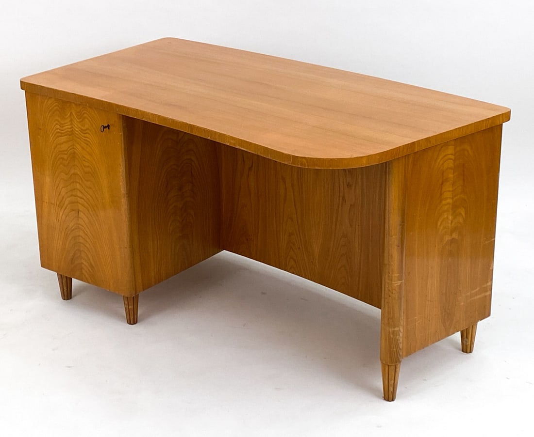 SWEDISH ART DECO BEECH DESK, C. 1940S (1 of 17)