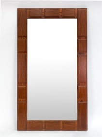 AB GLAS & TRA BRUTALIST OAK MIRROR, C. 1970S