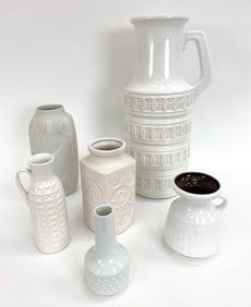GROUPING OF WEST GERMAN WHITE CERAMIC VASES