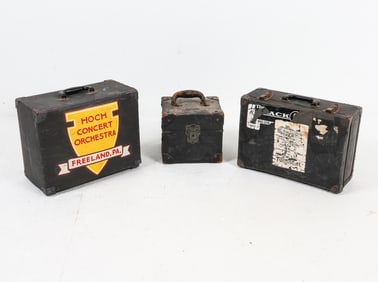 VINTAGE VULCANIZED FIBERBOARD & WOODEN CASE GROUP
