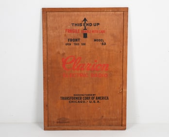 VINTAGE CLARION ELECTRIC RADIO TRADE SIGN