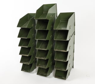 MID-CENTURY METAL STACK BIN MODEL A-10 GROUPING