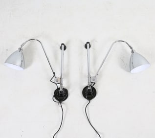 PAIR OF ARTICULATING CHROME WALL MOUNT SCONCES