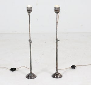 PAIR OF SILVER PLATE BEE TABLE LAMPS