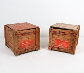 PAIR OF VINTAGE SWEDISH SHIPPING CRATES