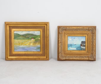 C. HILL (19TH C.) LANDSCAPE O/B PAINTINGS