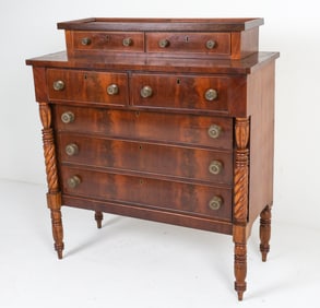 EMPIRE STYLE WALNUT CHEST OF DRAWERS