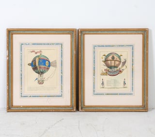 PAIR OF FRENCH WHIMSICAL FRENCH BALLOON PRINTS