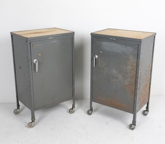 PAIR OF VINTAGE LYON STEEL INDUSTRIAL CABINETS
