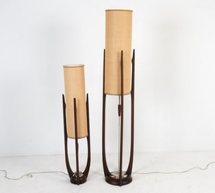 PAIR ARTHUR JACOBS TEAK MODELINE FLOOR LAMPS