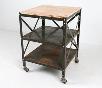 VINTAGE INDUSTRIAL STEEL ROLLING CART