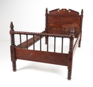ANTIQUE JENNY LIND STYLE MAHOGANY BED FRAME