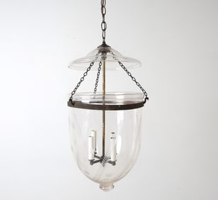 20TH CENTURY GLASS BELL JAR PENDANT LIGHT