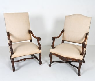 PAIR OF LOUIS XIV STYLE FAUTEUIL CHAIRS 19TH C.